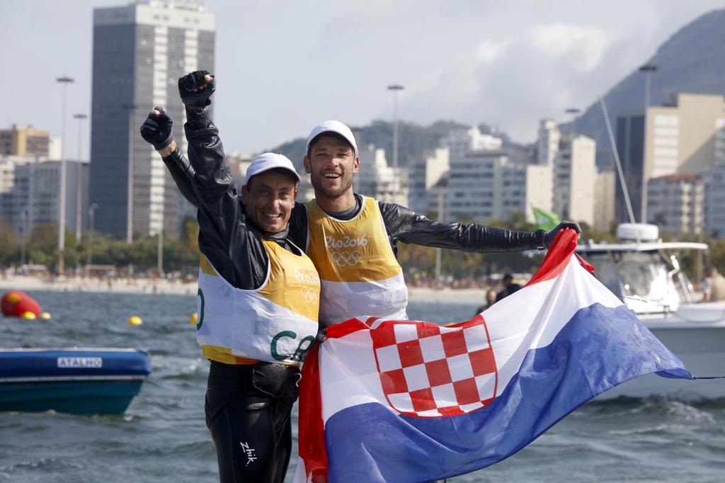 Gold for Sime Fantela & Igor Marenic (CRO) in the Men's 470 at the Rio 2016 Olympic Sailing Competition © Sailing Energy/World Sailing